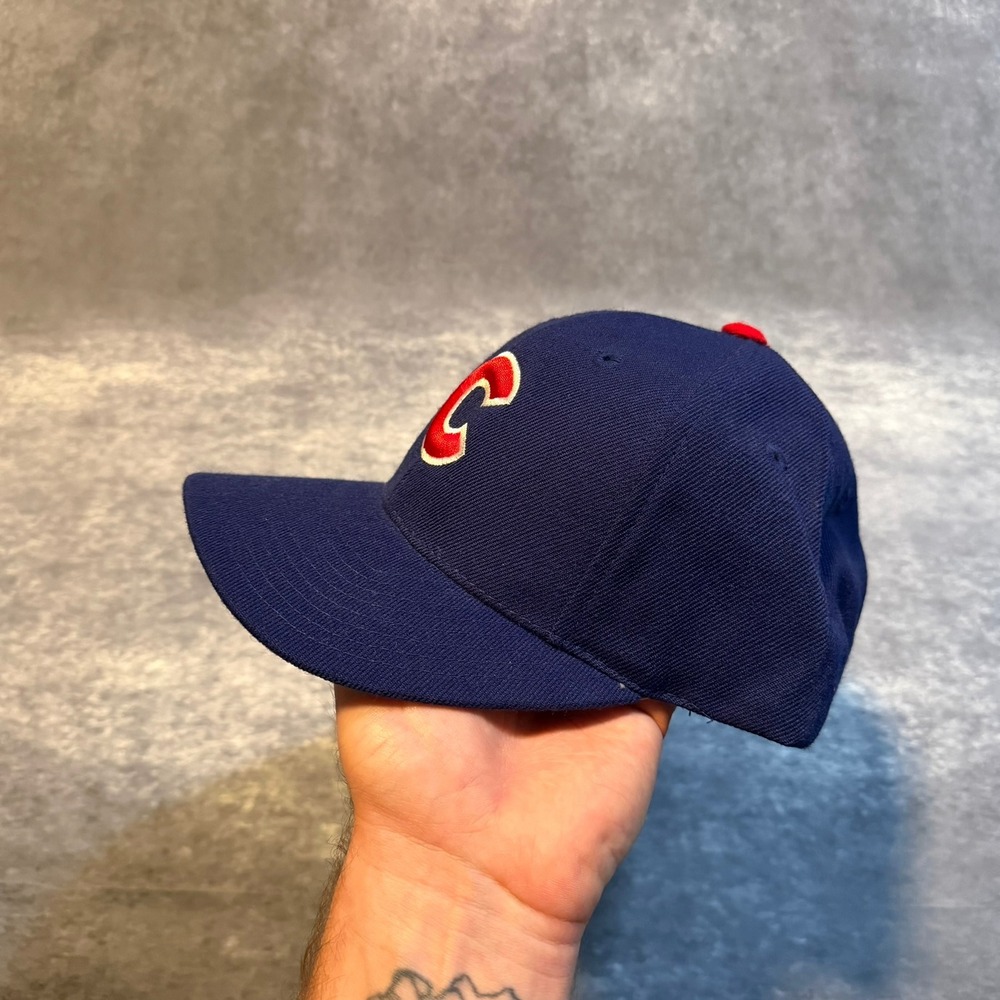 Vintage Puma MLB Chicago Cubs Snapback Hat Mens Navy Blue Red Logo Baseball Cap - Picture 2 of 8